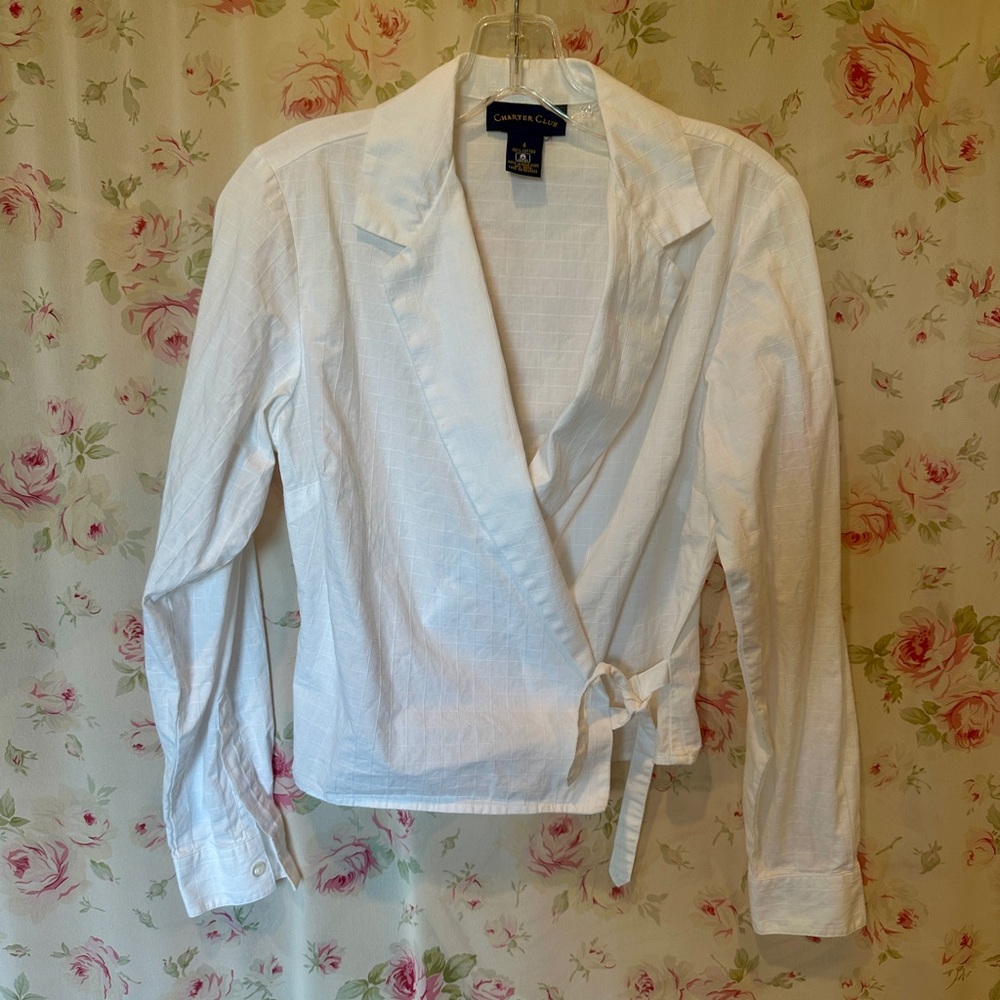 Charter Club White Wrap Blouse